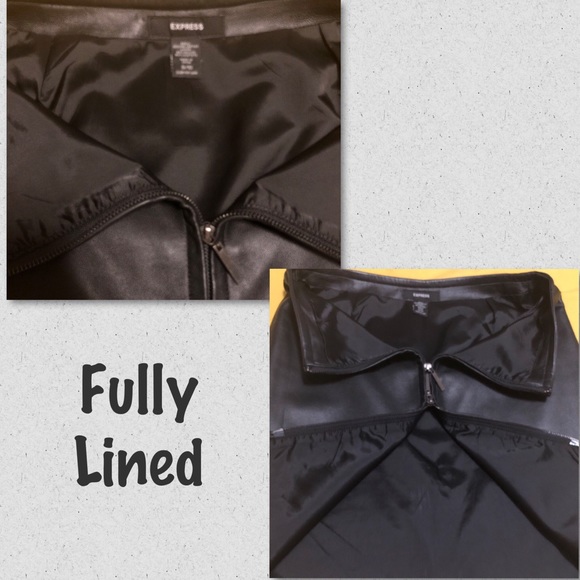 Express Genuine 100% Leather A-Line 2 Way Zipper Classic Sexy Neutral Skirt 9 10 - Picture 7 of 16
